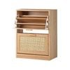 Oikiture 2 Doors Rattan Shoe Cabinet Storage Shoes Rack Organiser Shelf