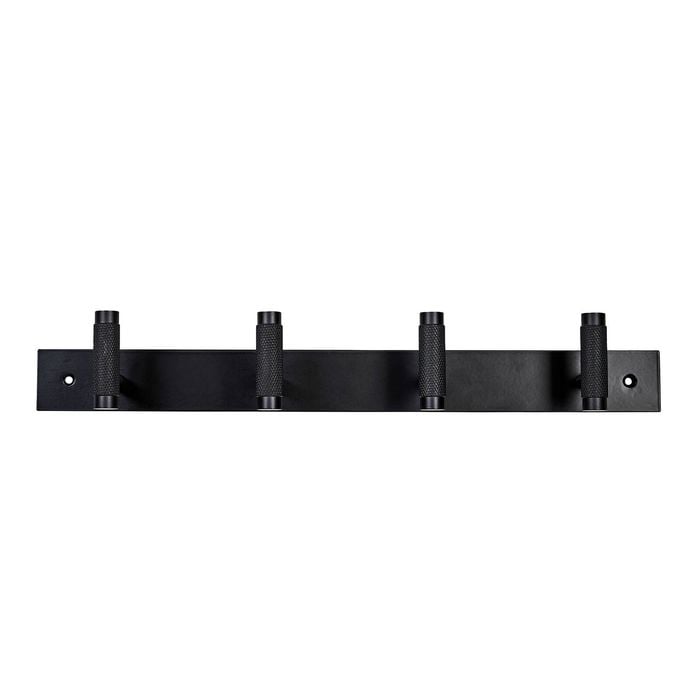 Adoored 4 Hook Black Knurled Deco Hook Rack
