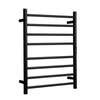 Hotwire 80W 700 x 530mm Black 8 Bar Flat Round Heated Towel Rail with Timer