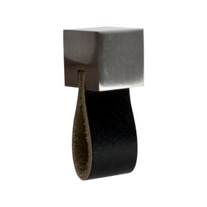 Adoored Cube Satin Nickel Cabinet Knob Leather - 4 Pack