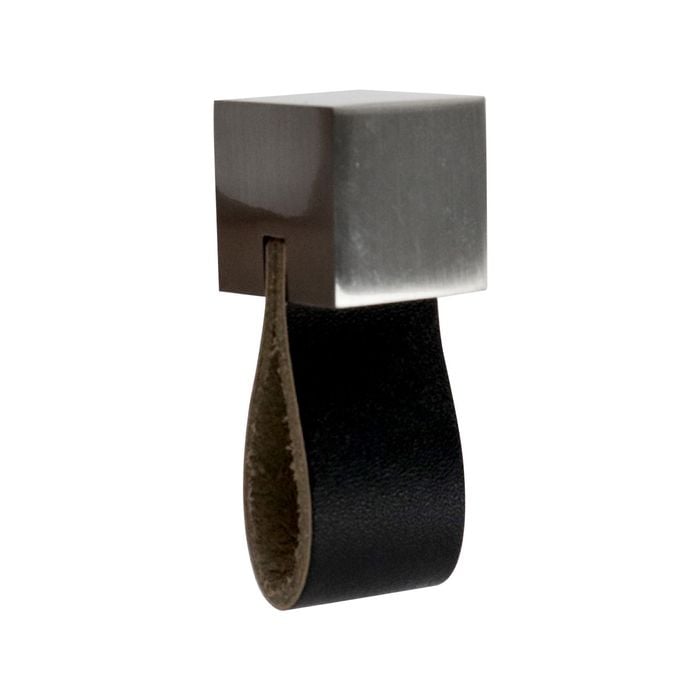 Adoored Cube Satin Nickel Cabinet Knob Leather - 4 Pack