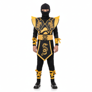 Children Ninja Warrior Assassin Suit Halloween Party Cosplay Costume in Yellow 6-9 Years 115-135cm Height