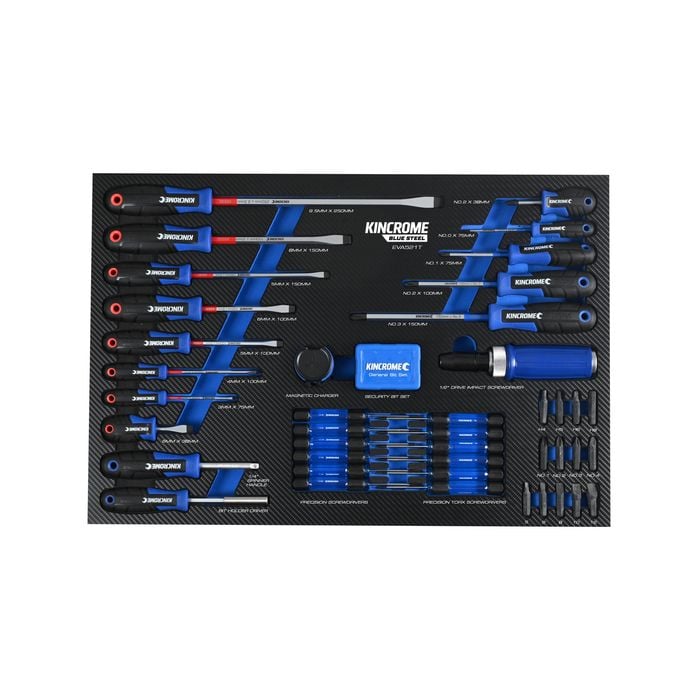 Kincrome BLUESTEEL 75 Piece Screwdrivers EVA Tray