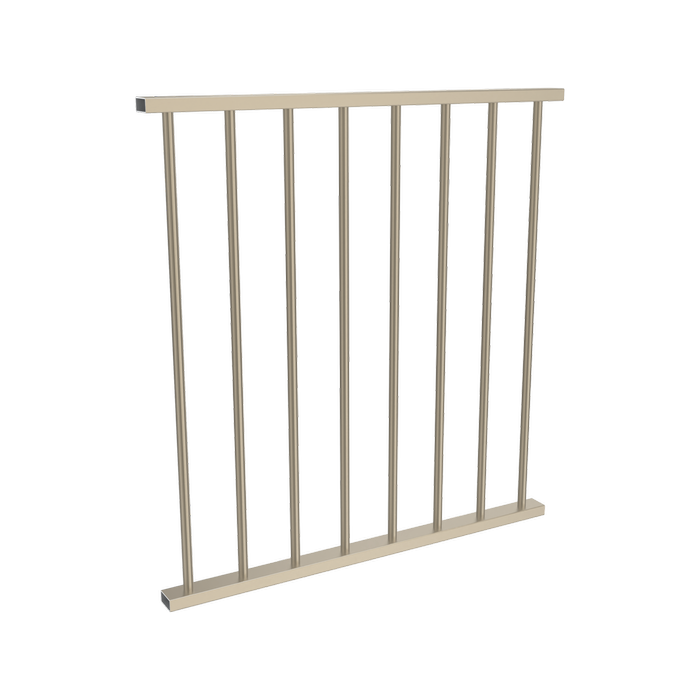 ProtectorAl 0350 - 900mm W x 950mm H Paperbark Aluminium Flat Top Round Picket Balustrade Panel