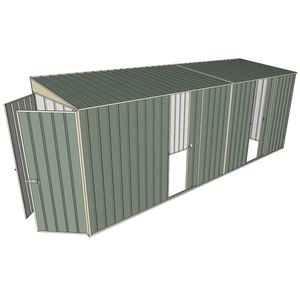 Build-a-Shed 1.5 x 5.2 x 2m Dual Single Sliding Side Door Skillion Shed - Green