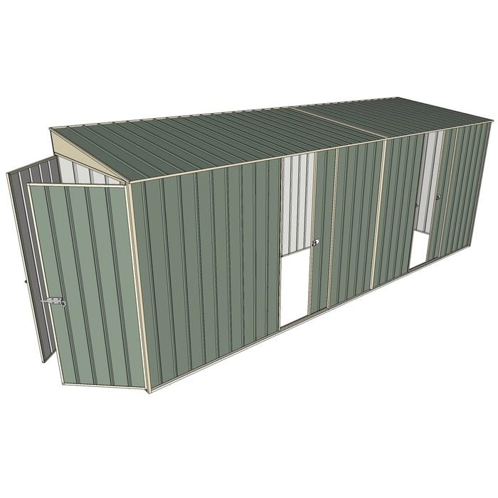 Build-a-Shed 1.5 x 5.2 x 2m Dual Single Sliding Side Door Skillion Shed - Green
