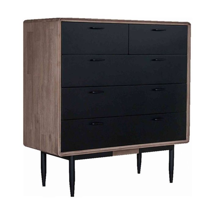 Binder 140cm Tall Sideboard Acacia Solid Wood Furniture - Sandblast & Black
