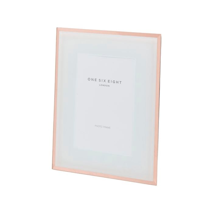 One Six Eight London Clara 7 X 5 White / Rose Gold Glass Photo Frame
