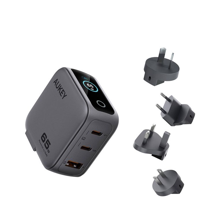 AUKEY Nova PinS 65W GaN 3-Port USB-C Wall Charger, PA-B8U
