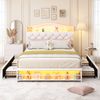 Advwin Queen Upholstered Girl Bed, Princess Velvet Platform Bed, Beige