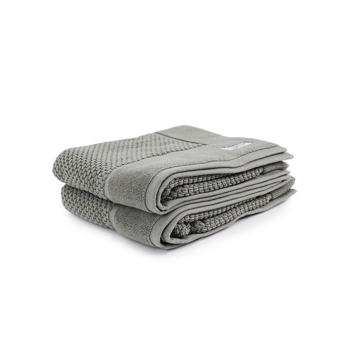 2pc Onkaparinga 60x90cm Cotton Avalon Premium Bath Mats Set 850GSM Warm Silver