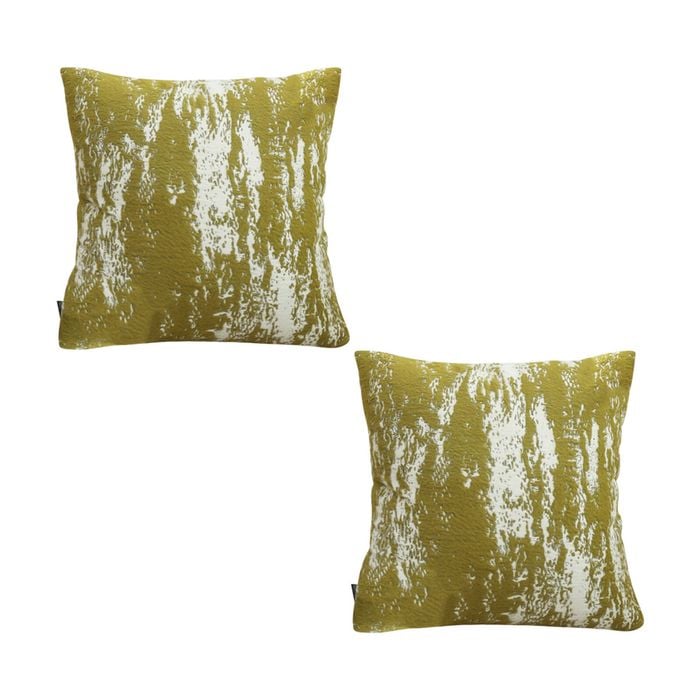 SOGA 2X 50cm Throw Pillows – White & Olive Green Plush
