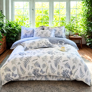 Luxor Queen Flutter Leaf Design Cotton Quilt Cover Set