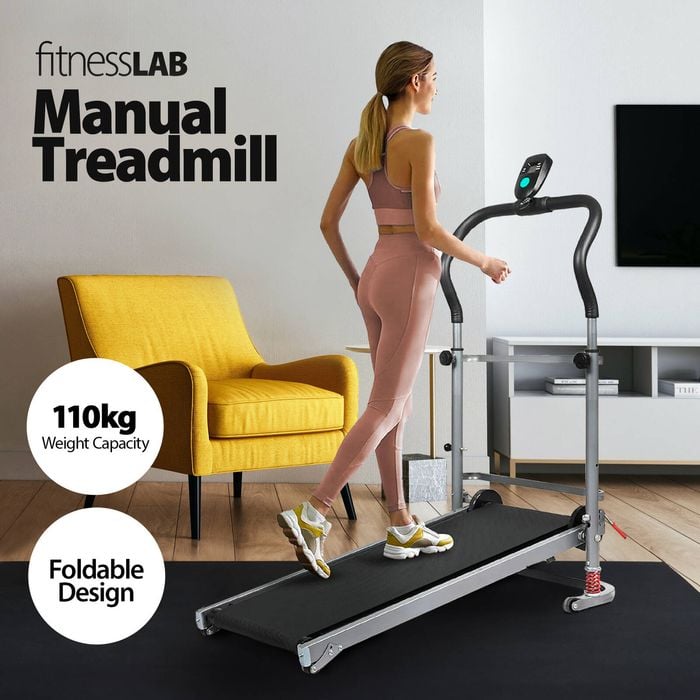 FitnessLab Manual Treadmill Foldable Incline Exercise Fitness Walk