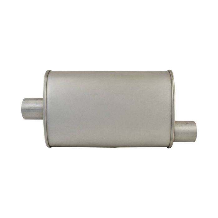 Outlaw Aluminised Steel 2-1/2" Turbo Style Muffler Centre Inlet / Offset Outlet