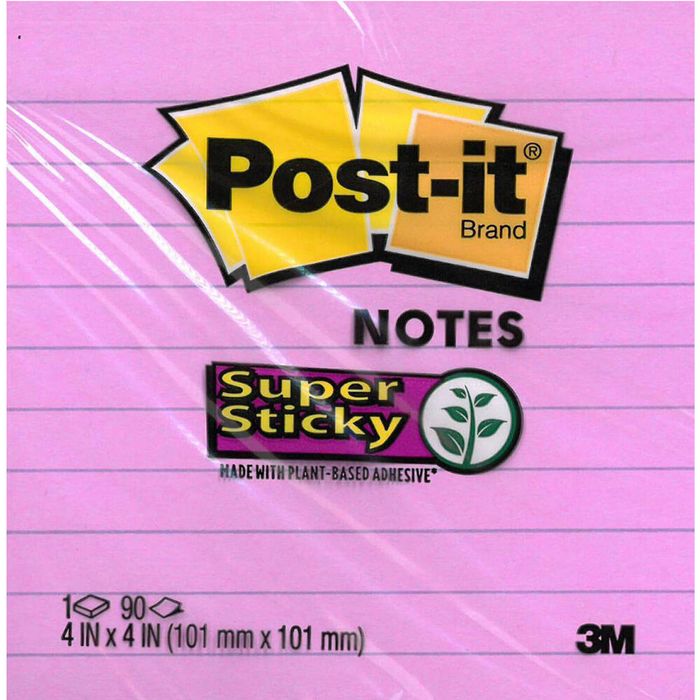 Post-it Super Sticky Lined Notes (90 Sheets) (101x101mm)