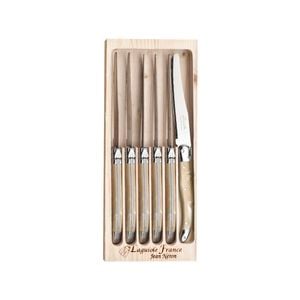 Laguiole Jean Neron 6pc. Round Table Knife Set - Light Horn