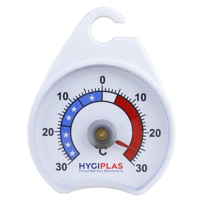Hygiplas Dial Fridge Freezer Thermometer Plastic Hook -30 To 30c 52.8mm Commercial Kitchen Storage
