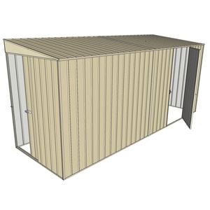 Build-a-Shed 1.5 x 4.5 x 2m Sliding Door Tunnel Shed with Side Door - Cream