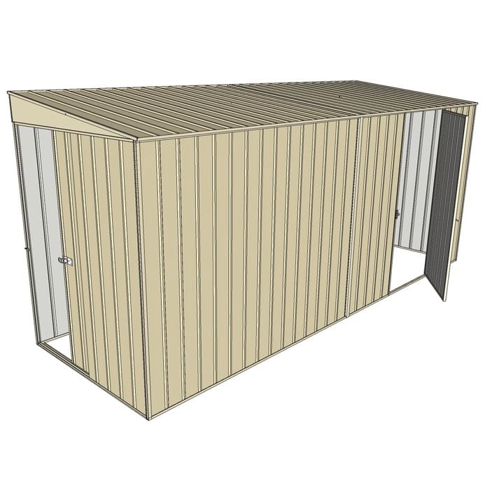 Build-a-Shed 1.5 x 4.5 x 2m Sliding Door Tunnel Shed with Side Door - Cream