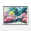 Pink Cherry Trees, Bridge  Print 100% Australian Made 90x60cm  (Poster)