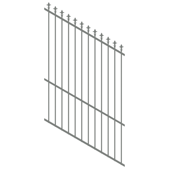 ProtectorAl 0350-1200W x 1800H Palladium Silver Spear Top Pool Fence Panel Raked 16-30º