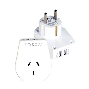Tosca OB Travel Power Adapter Converter Plug w/ USB - BAL/EUR Compatibility