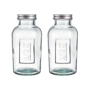 2PK Ladelle Eco Recycled Rustico 500ml Clear Storage Glass Bottle Container