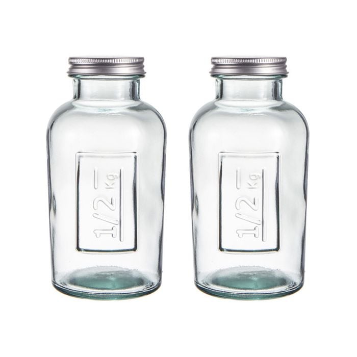 2PK Ladelle Eco Recycled Rustico 500ml Clear Storage Glass Bottle Container