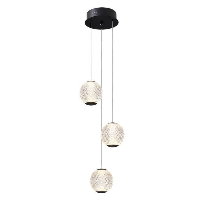 Vencha Langdon 3 Light LED Pendant - Black (3000K)