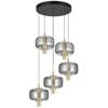 Telbix Volen Contemporary Pendant Hanging Lamp Light Metal Glass Black Gold Smoke Satin