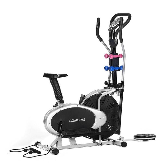 PowerTrain Elliptical Cross Trainer Exercise Bike With Dumbbells & Resistance Bands