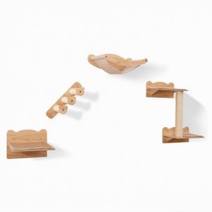 Costway Wall-mounted Cat Tree Shelves Pet Wall Furniture Set W/sisal Stairs