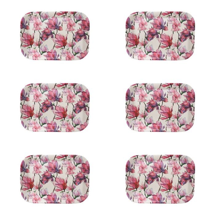 6PK LVD Melamine/Bamboo Rectangle Serving Tray 29.9x20.8cm - Magnolia
