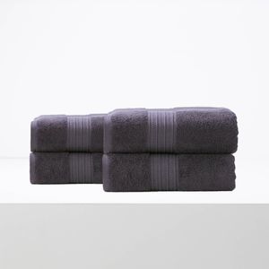 4pc Renee Taylor Brentwood Bath Sheet/Towel Low Twist Cotton 650 GSM Carbon
