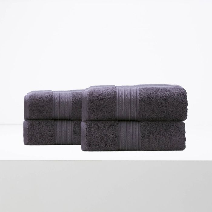 4pc Renee Taylor Brentwood Bath Sheet/Towel Low Twist Cotton 650 GSM Carbon