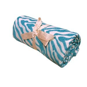 Bloomington Zebra Chenille Textured Throw Rug Aqua 127 x 152 cm