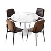 Oikiture Dining Table Set 90cm Round Dining Table and Chairs PU Leather Brown&White