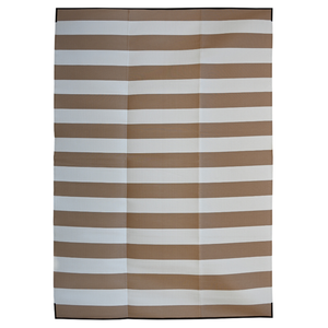 Fab Habitat 270x360cm Beige & White Brittany Stripes Foldable Waterproof Outdoor Carpet For Camping