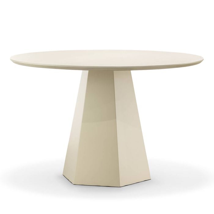 Malley 120cm Ecru Putty Pedestal Round Dining Table