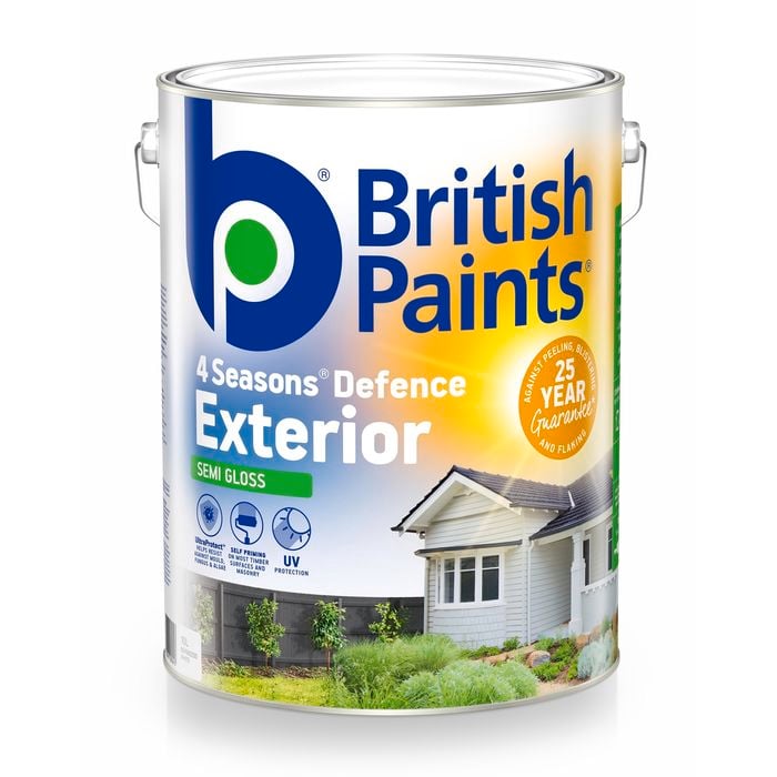 British Paints 4 Seasons Semi Gloss White Exterior Paint - 10L