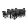 Santorini 2.5 Outdoor Aluminium Dining Table Charcoal With 8 Malawi Style Chairs & Denim Grey Cushions