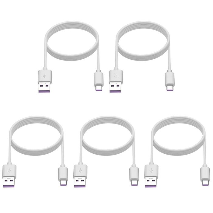 iWill 5 Pack 1m Data Transfer Charger Charging USB Type C Cable Cord Bulk White TPE Plastic
