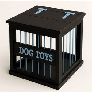 Paws and Willow Night Sky with Blue Hardware Wooden Dog Toy Storage Box