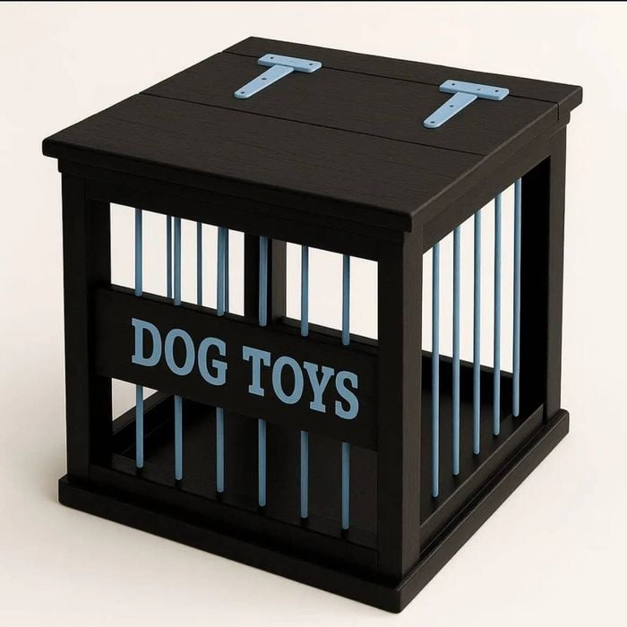 Paws and Willow Night Sky with Blue Hardware Wooden Dog Toy Storage Box