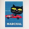 Galrie Marchal Cat Spark Plug Vintage Advertising Poster by Jean Colin - Wall Art, White Frame, 50 x 70cm (20 x 28inch)