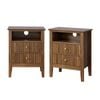 Oikiture 2x Bedside Table Nightstand 2 Drawer with Shelf Storage Cabinet Walnut