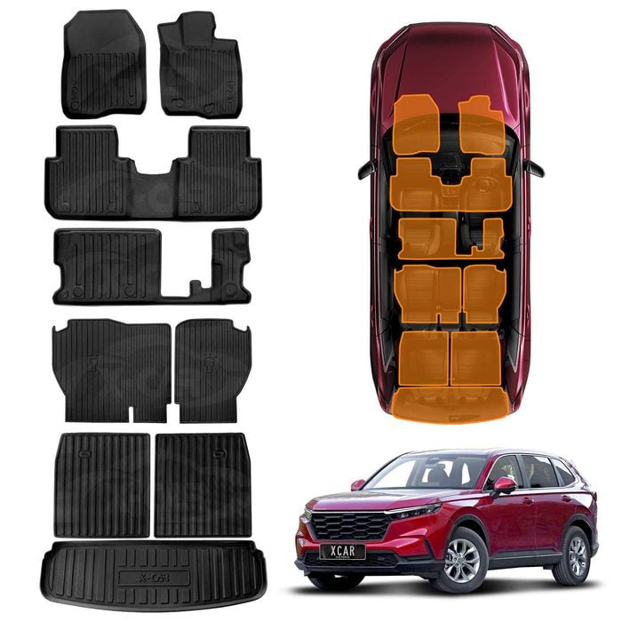 3D Floor Mats Boot Liner Set for Honda CRV CR-V 7 Seats 2023-Onwards TPE Cargo Kick Back Seat Cover