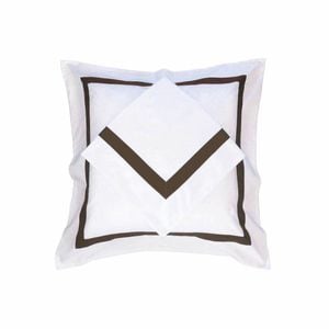 Ava Collection White European Pillowcase Set - Espresso Trim