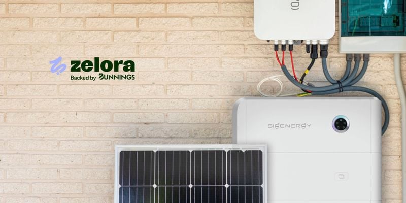 Zelora solar battery installation outside of sandy brick home